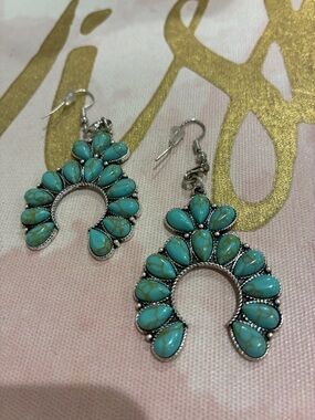 Turquoise Teardrop Cluster Dangle Earrings - Women Jewelry